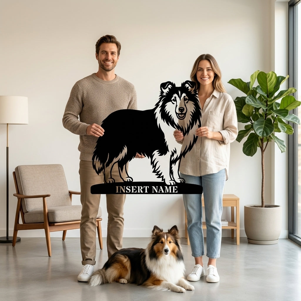 Personalized Shetland Sheepdog Name Metal Sign. Custom Dog Owner Wall Decor Gift
