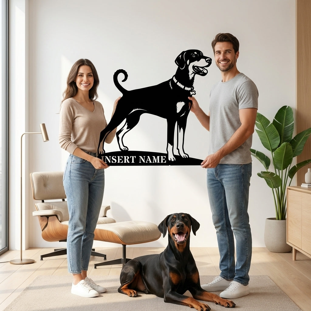 Personalized Dobermann Name Metal Sign. Custom Dog Owner Wall Decor Gift