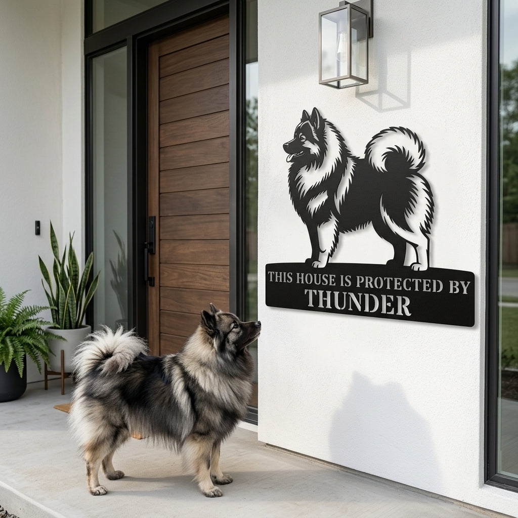 Personalized Keeshond Guard Metal Sign. Custom Wolfspitz Name Wall Decor