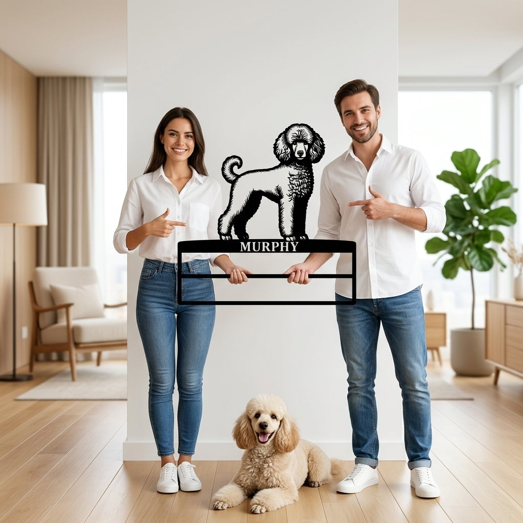 Personalized Poodle Dog Rosette Metal Sign. Custom Champion Ribbon Display