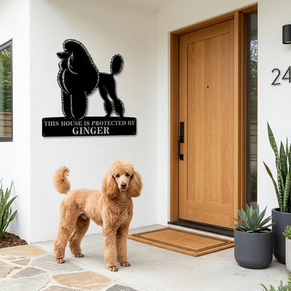 Personalized Dog Guard Name Metal Sign. Custom Poodle Protect Wall Decor