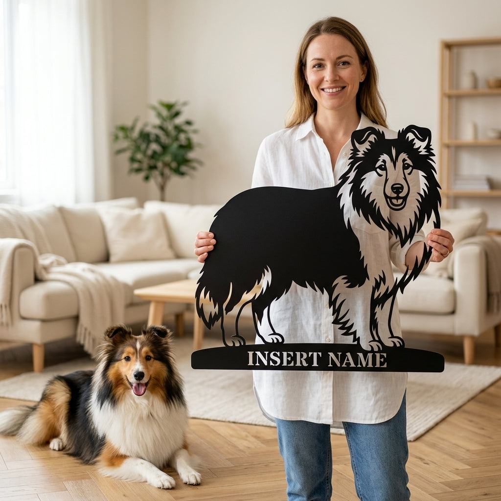 Personalized Shetland Sheepdog Name Metal Sign. Custom Dog Owner Wall Decor Gift