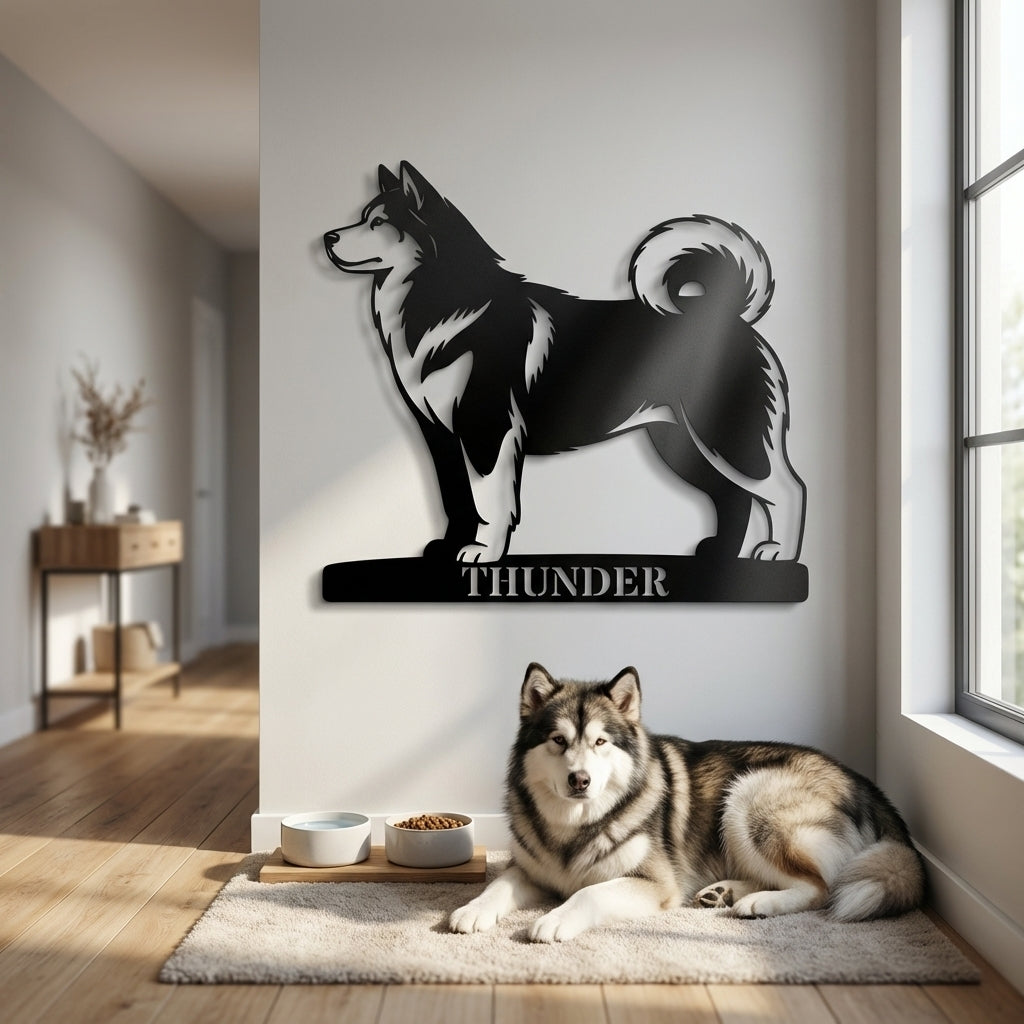 Personalized Alaskan Malamute Metal Sign. Custom Dog Owner Wall Decor Gift
