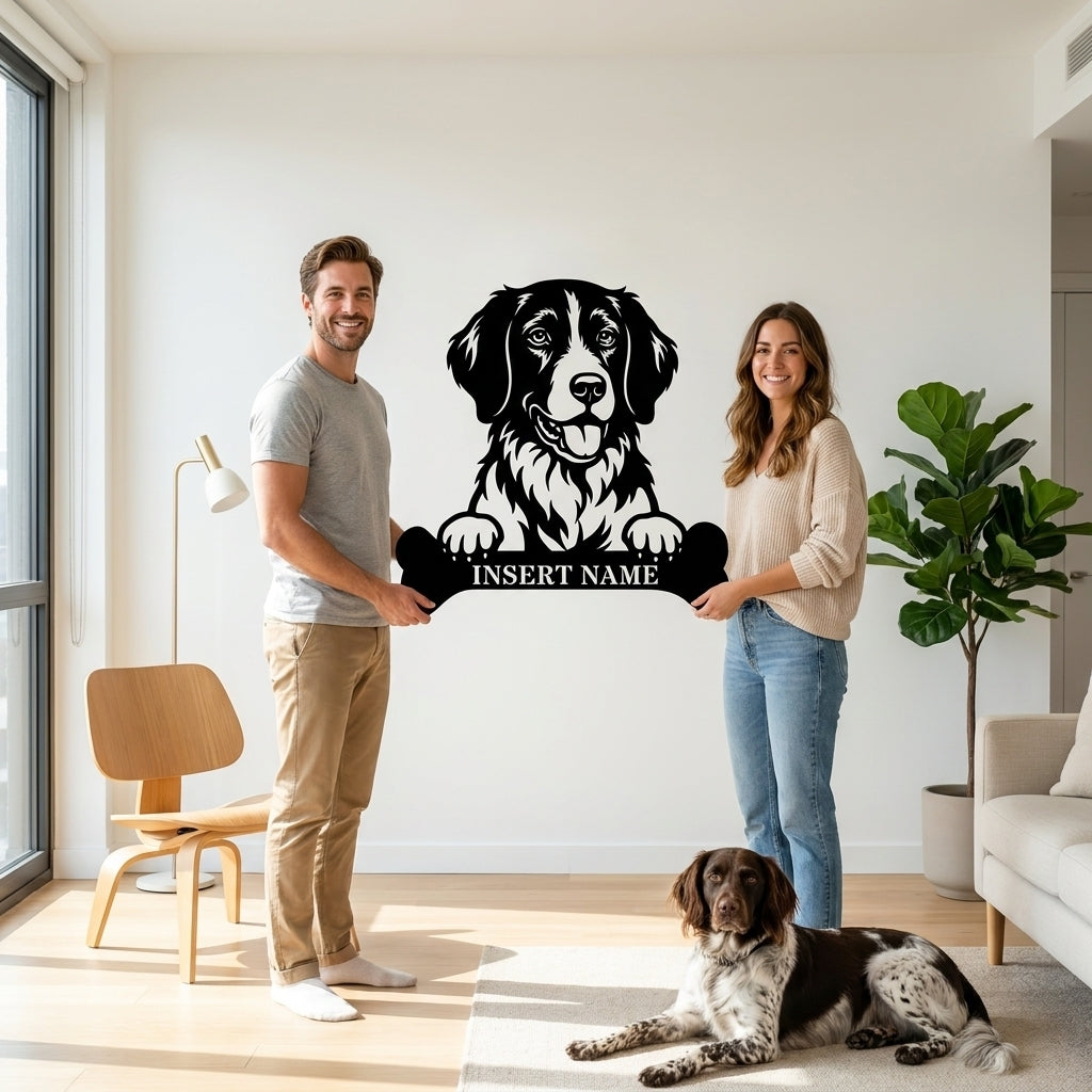 Personalized Small Munsterlander With Bone Metal Sign. Custom Dog Name Decor