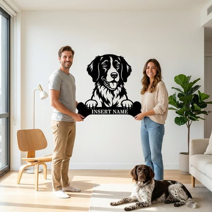Personalized Small Munsterlander With Bone Metal Sign. Custom Dog Name Decor