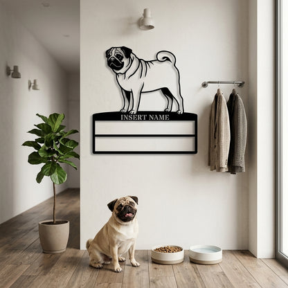 Personalized Pug Rosette Name Metal Sign. Custom Dog Champion Display