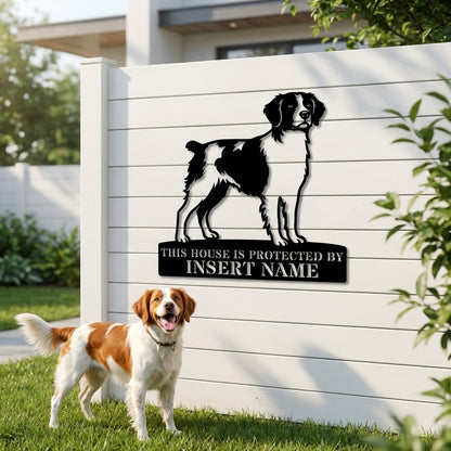 Personalized Brittany Dog Guard Metal Sign. Custom Dog Name Wall Decor