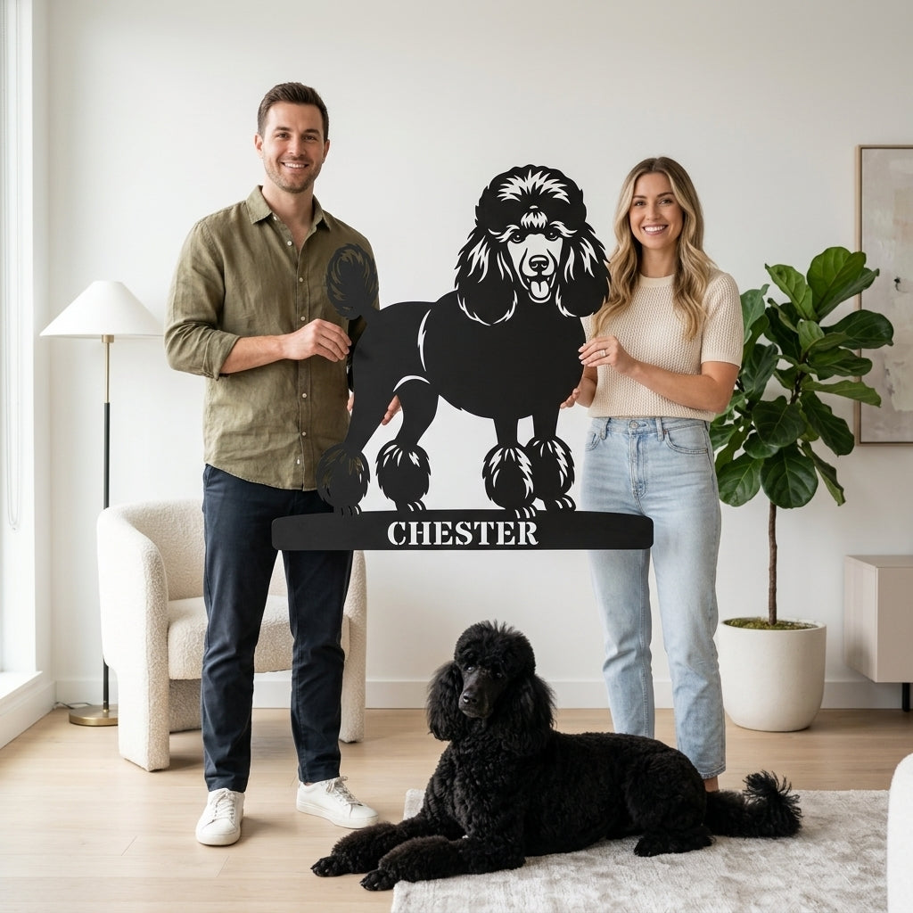 Poodle Personalized Name Metal Sign. Custom Dog Lover Wall Decor Gift