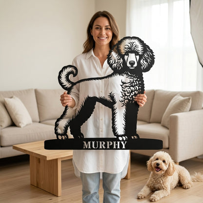 Personalized Poodle Dog Name Metal Sign. Custom Dog Owner Wall Decor Gift