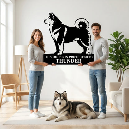 Personalized Alaskan Malamute Guard Metal Sign. Custom Dog Name Wall Decor