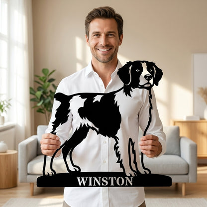 Personalized Brittany Dog Metal Sign. Custom Dog Owner Wall Decor Gift