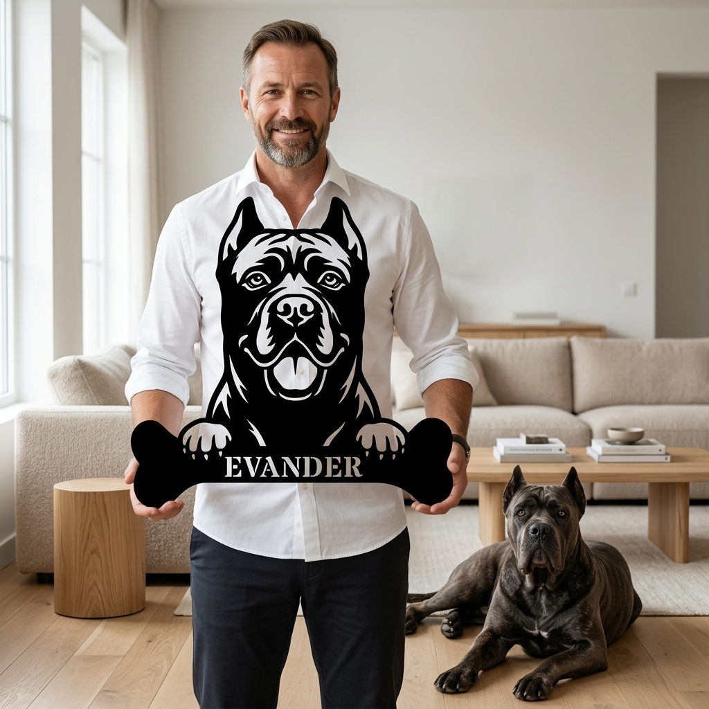 Personalized Cane Corso Dog Bone Name Metal Sign. Funny Custom Dog Wall Decor Gift