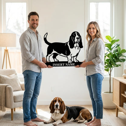 Personalized basset hound Metal Sign. Custom Dog Owner Wall Decor Gift
