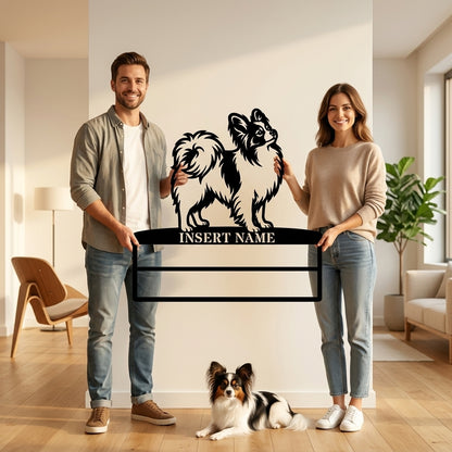 Personalized Papillon Dog Rosette Metal Sign. Custom Champion Ribbon Display