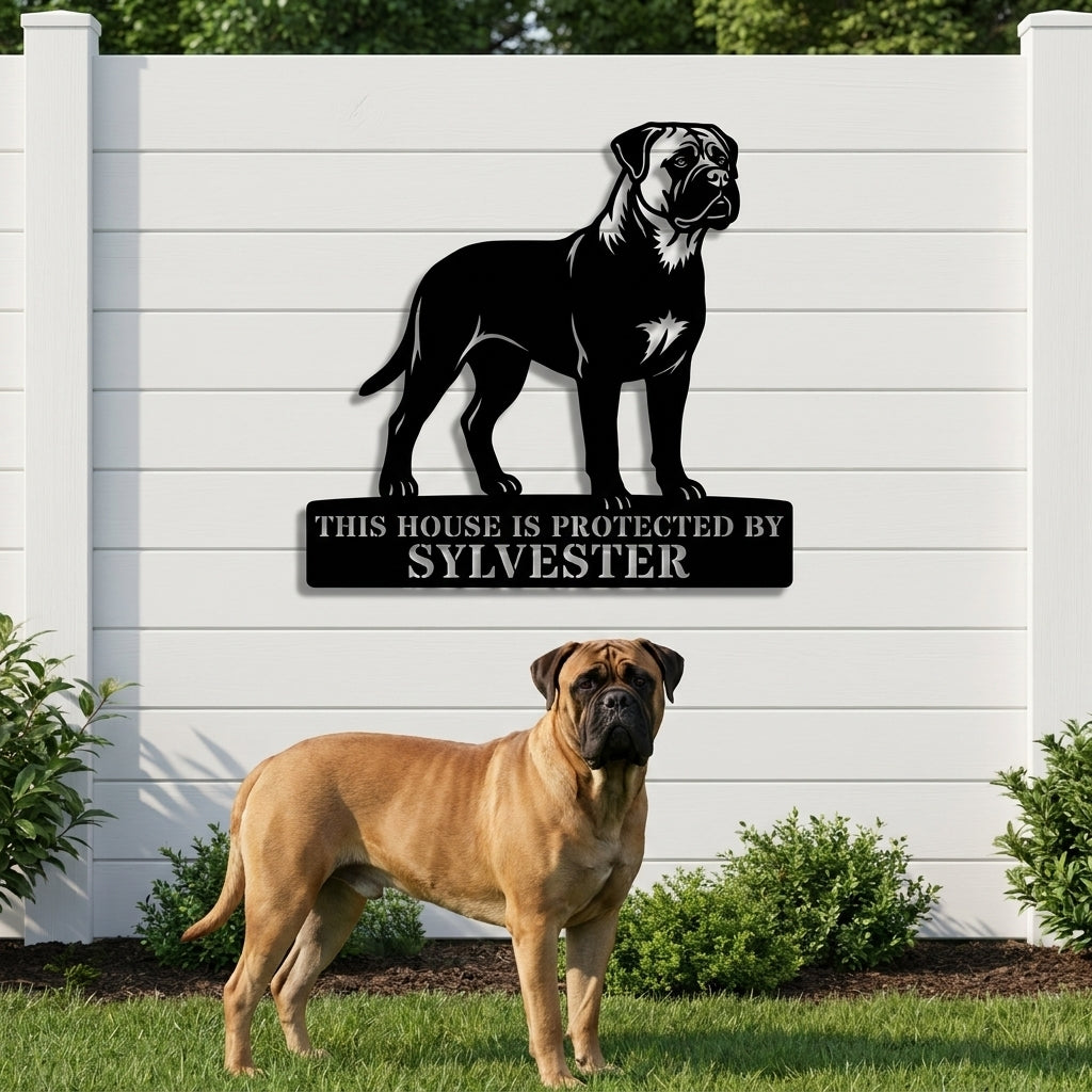 Bullmastiff Guard Dog Name Metal Sign. Custom Dog  Wall Decor
