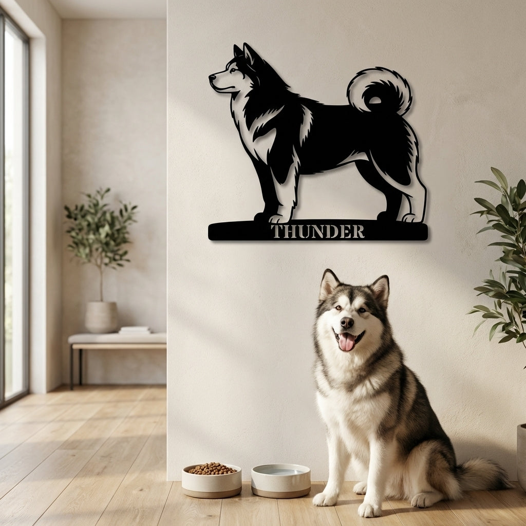 Personalized Alaskan Malamute Metal Sign. Custom Dog Owner Wall Decor Gift