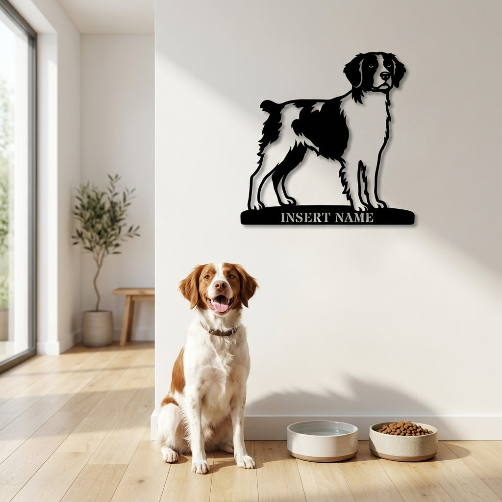 Personalized Brittany Dog Metal Sign. Custom Dog Owner Wall Decor Gift