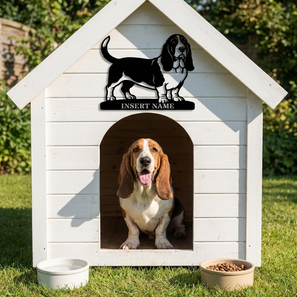 Personalized basset hound Metal Sign. Custom Dog Owner Wall Decor Gift