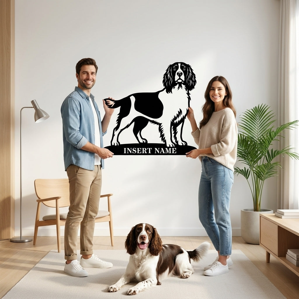 Personalized English Springer Spaniel Metal Sign. Custom Dog Owner Wall Decor Gift