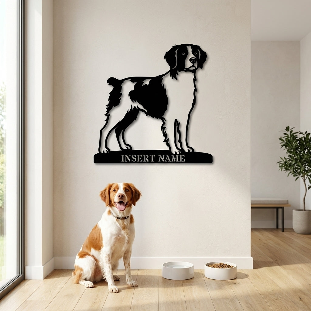 Personalized Brittany Dog Metal Sign. Custom Dog Owner Wall Decor Gift