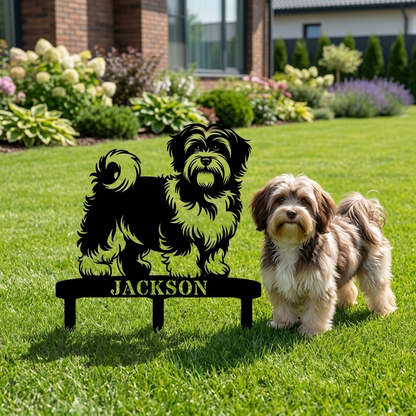 Personalized Havanese Garden Metal Sign With Stakes. Custom Dog Lover Name Gift