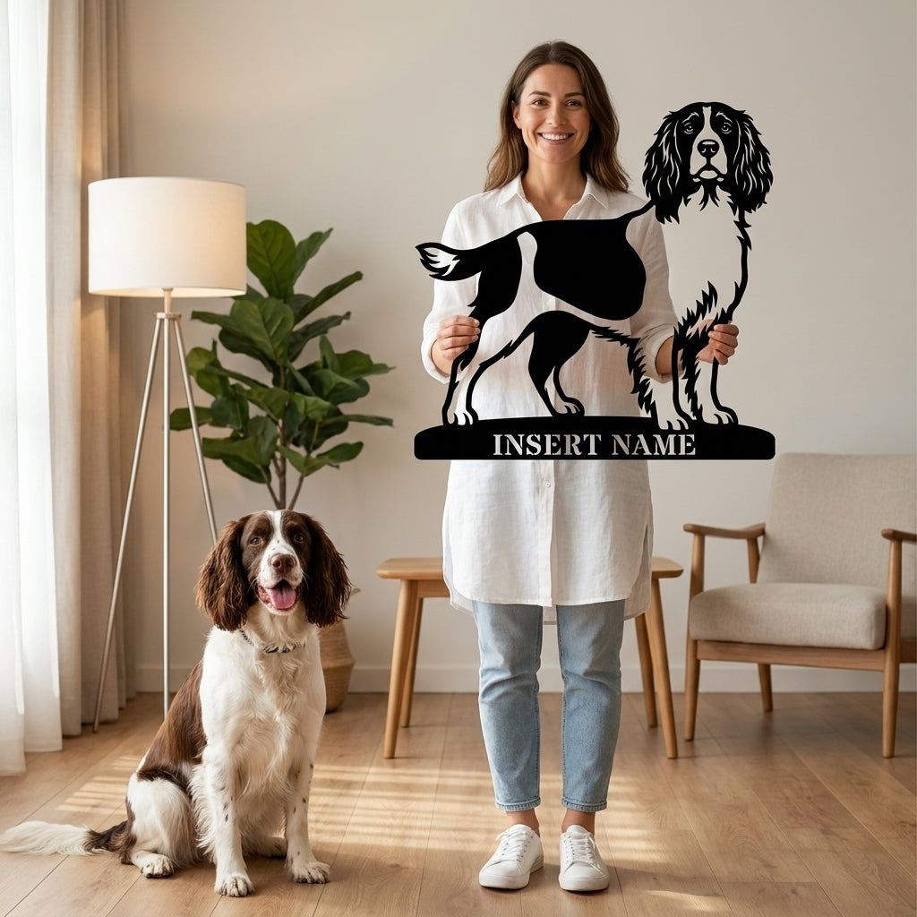Personalized English Springer Spaniel Metal Sign. Custom Dog Owner Wall Decor Gift