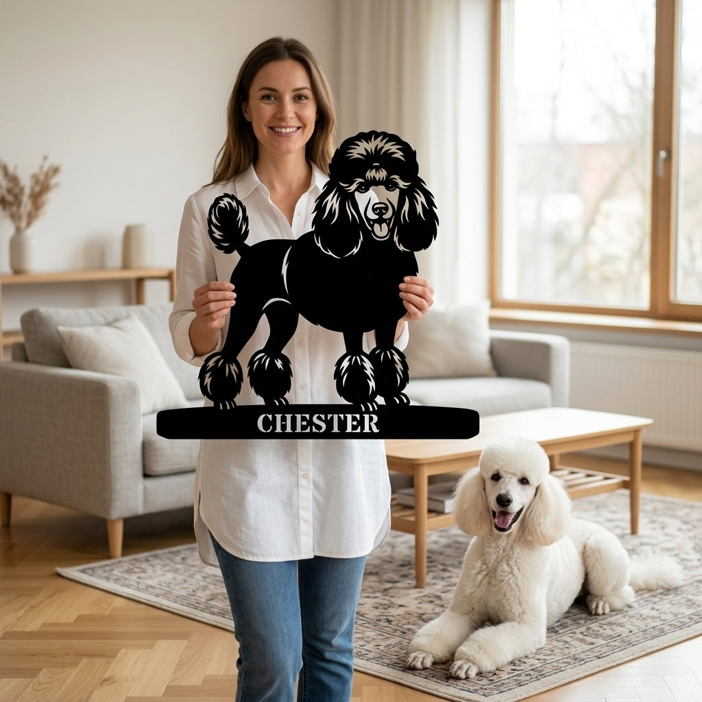 Poodle Personalized Name Metal Sign. Custom Dog Lover Wall Decor Gift