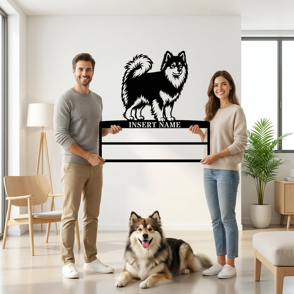 Personalized Finnish Lapphund Rosette Metal Sign. Custom Dog Name Champion Display