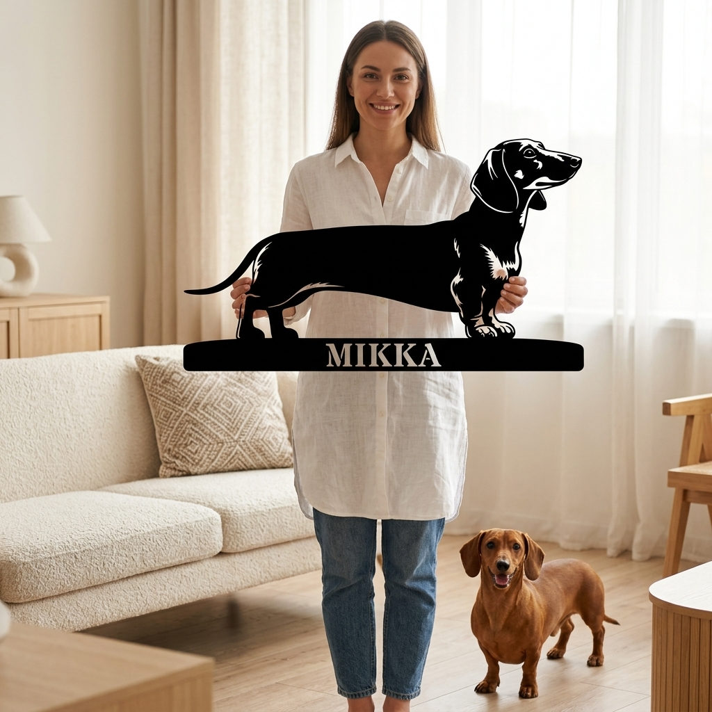 Personalized Dachshund Metal Sign. Custom Dog Owner Wall Decor Gift