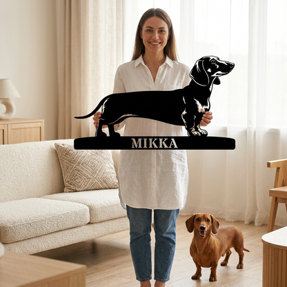 Personalized Dachshund Metal Sign. Custom Dog Owner Wall Decor Gift