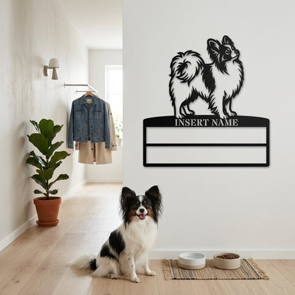 Personalized Papillon Dog Rosette Metal Sign. Custom Champion Ribbon Display