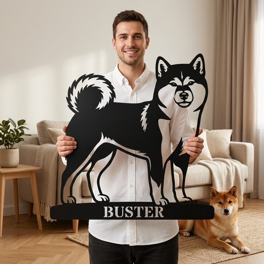 Personalized Shiba Inu Name Metal Sign. Custom Dog Owner Wall Decor Gift