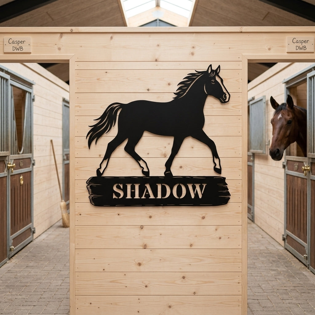 Custom Danish Warmblood Horse Metal Sign With Name. Personalized Horsebarn Wall Decor Gift