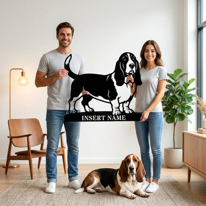 Personalized basset hound Metal Sign. Custom Dog Owner Wall Decor Gift