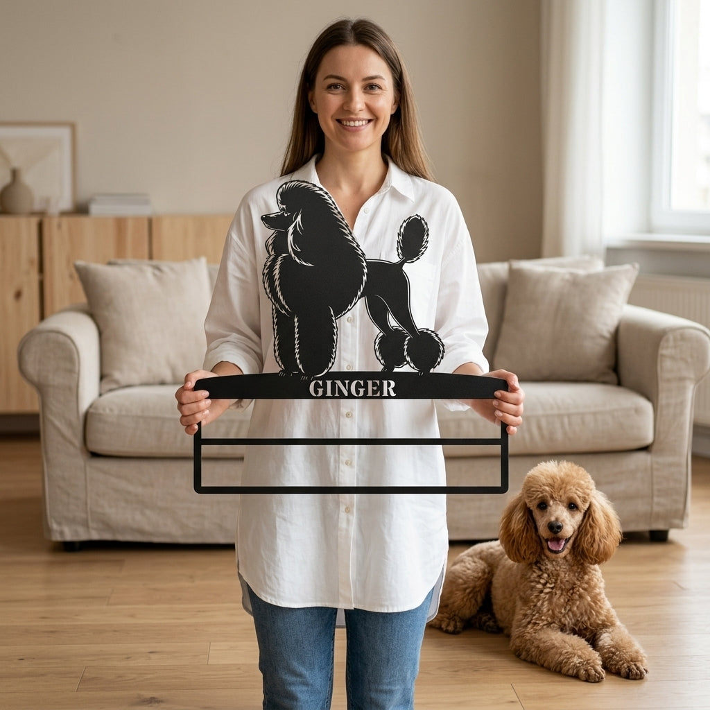 Personalized Dog Rosette Metal Sign. Custom Poodle Champion Ribbon Display