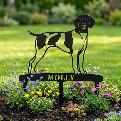 Personalized German Shorthaired Pointer Garden Metal Sign With Stakes