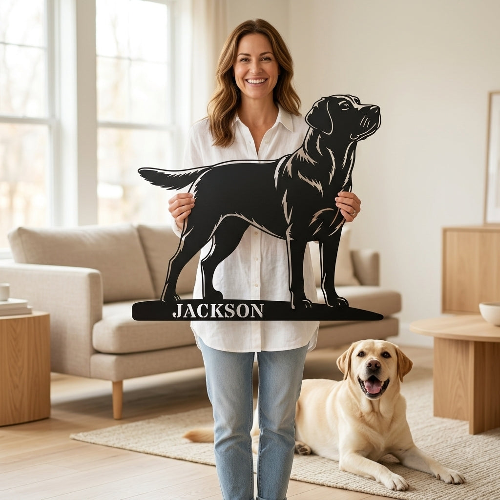 Personalized Labrador Retriever Metal Sign. Custom Dog Owner Wall Decor Gift