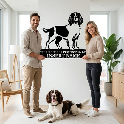 Personalized English Springer Spaniel Guard Metal Sign. Custom Dog Name Wall Decor