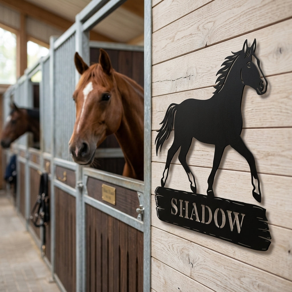 Custom Danish Warmblood Horse Metal Sign With Name. Personalized Horsebarn Wall Decor Gift