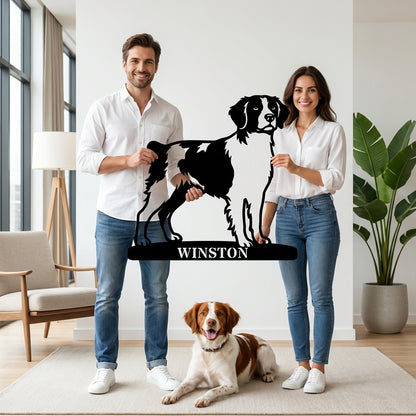 Personalized Brittany Dog Metal Sign. Custom Dog Owner Wall Decor Gift