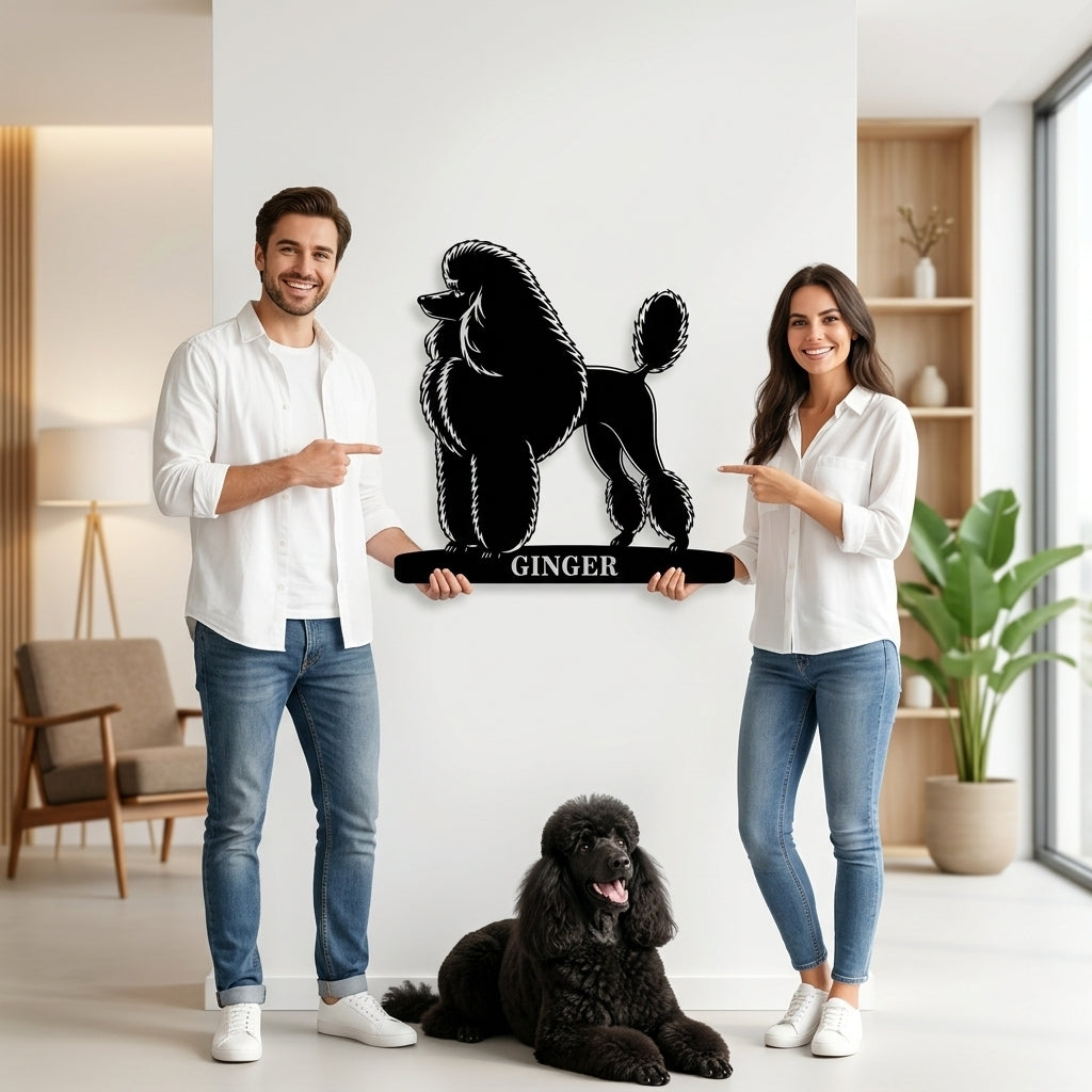 Personalized Dog Name Metal Sign. Custom Poodle Owner Wall Decor Gift