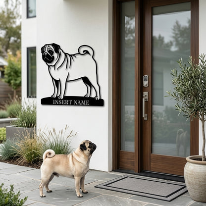 Personalized Pug Name Metal Sign. Custom Dog Owner Wall Decor Gift