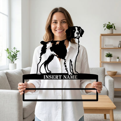 Personalized Brittany Dog Rosette Name Metal Sign Champion Display