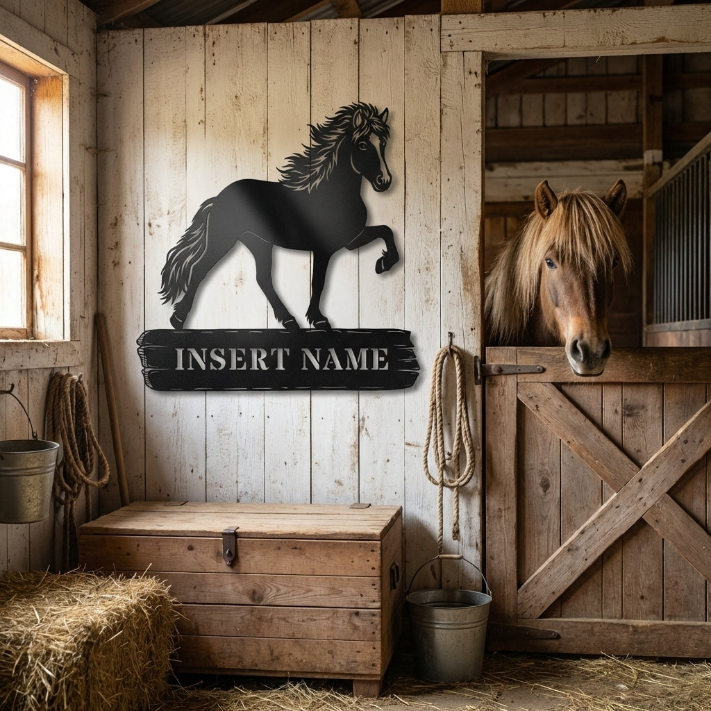 Custom Icelandic Horsename Metal Sign. Personalized Horsebarn Wall Decor Gift