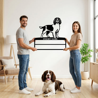 Personalized English Springer Spaniel Rosette Name Metal Sign Champion Display