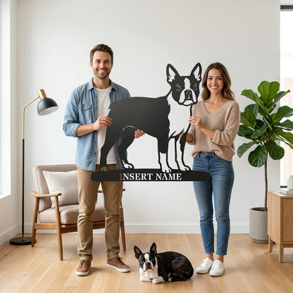 Personalized Boston Terrier Name Metal Sign. Custom Dog Owner Wall Decor Gift
