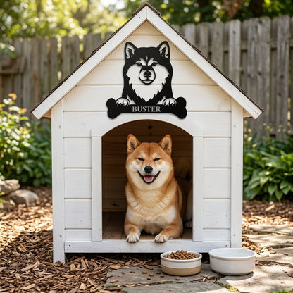 Personalized Shiba Inu Dog Bone Name Metal Sign. Funny Custom Dog Wall Decor Gift