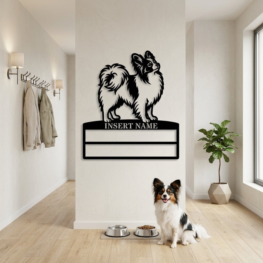 Personalized Papillon Dog Rosette Metal Sign. Custom Champion Ribbon Display
