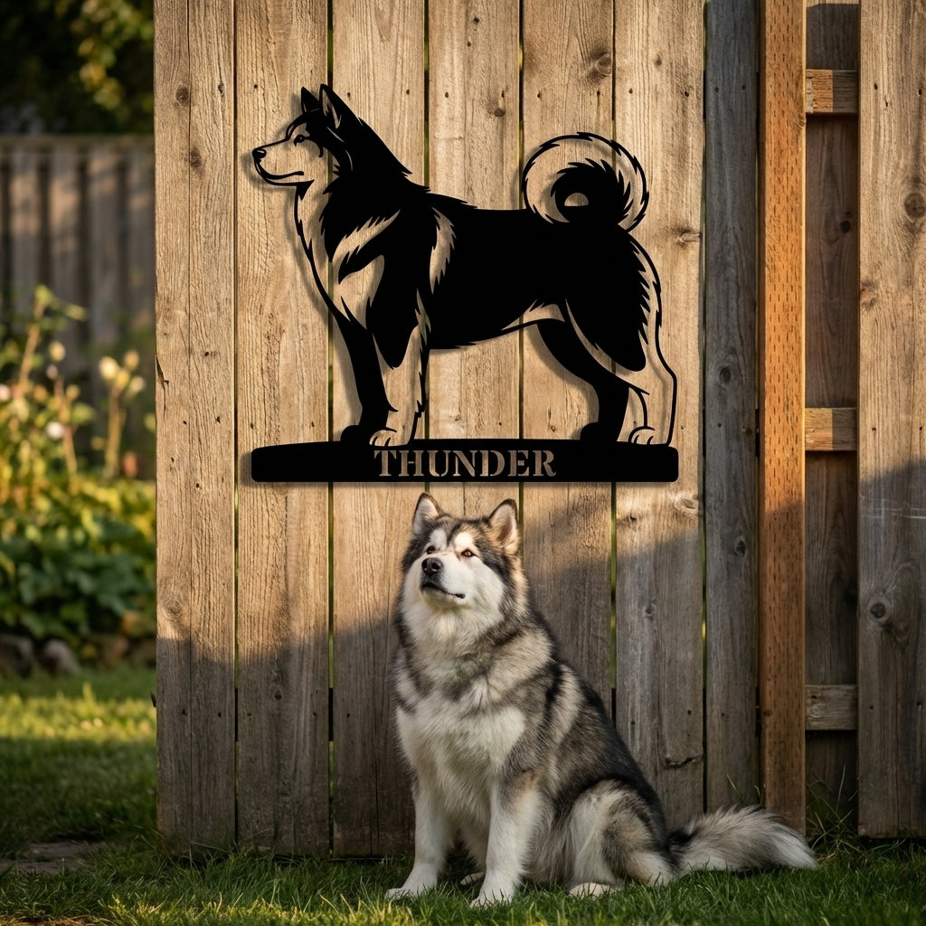 Personalized Alaskan Malamute Metal Sign. Custom Dog Owner Wall Decor Gift