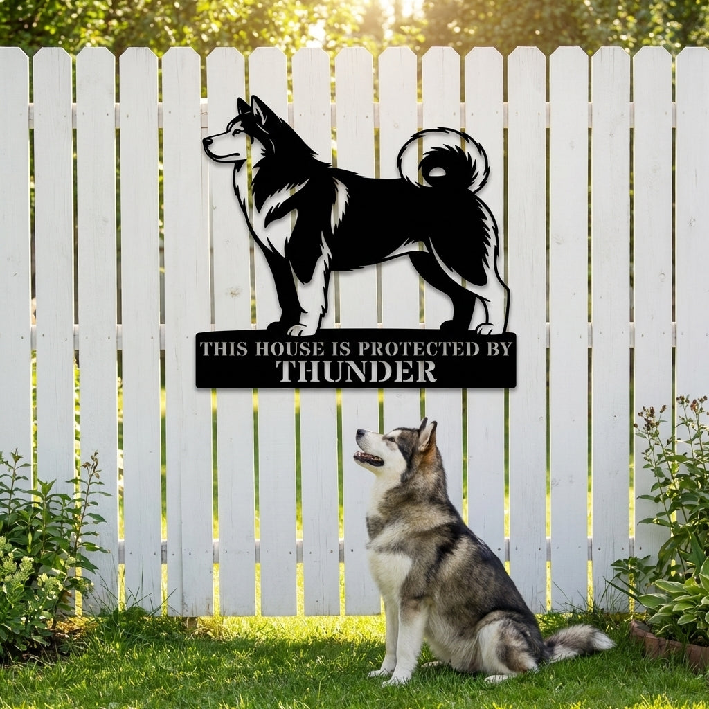Personalized Alaskan Malamute Guard Metal Sign. Custom Dog Name Wall Decor
